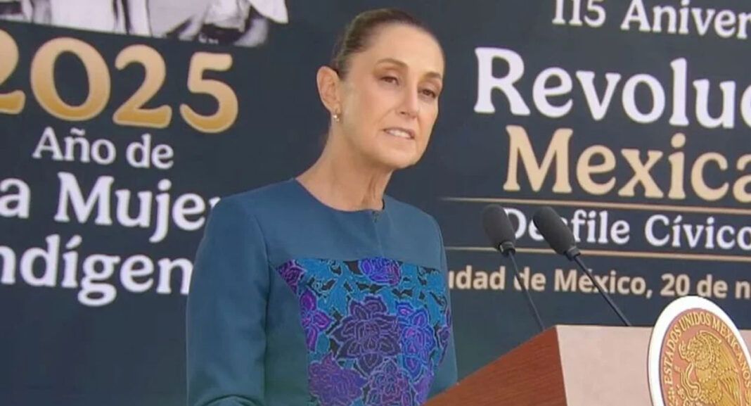 “El que convoca a la violencia, al odio y a la intervención extranjera, se equivoca», afirma Sheinbaum en el desfile de la Revolución